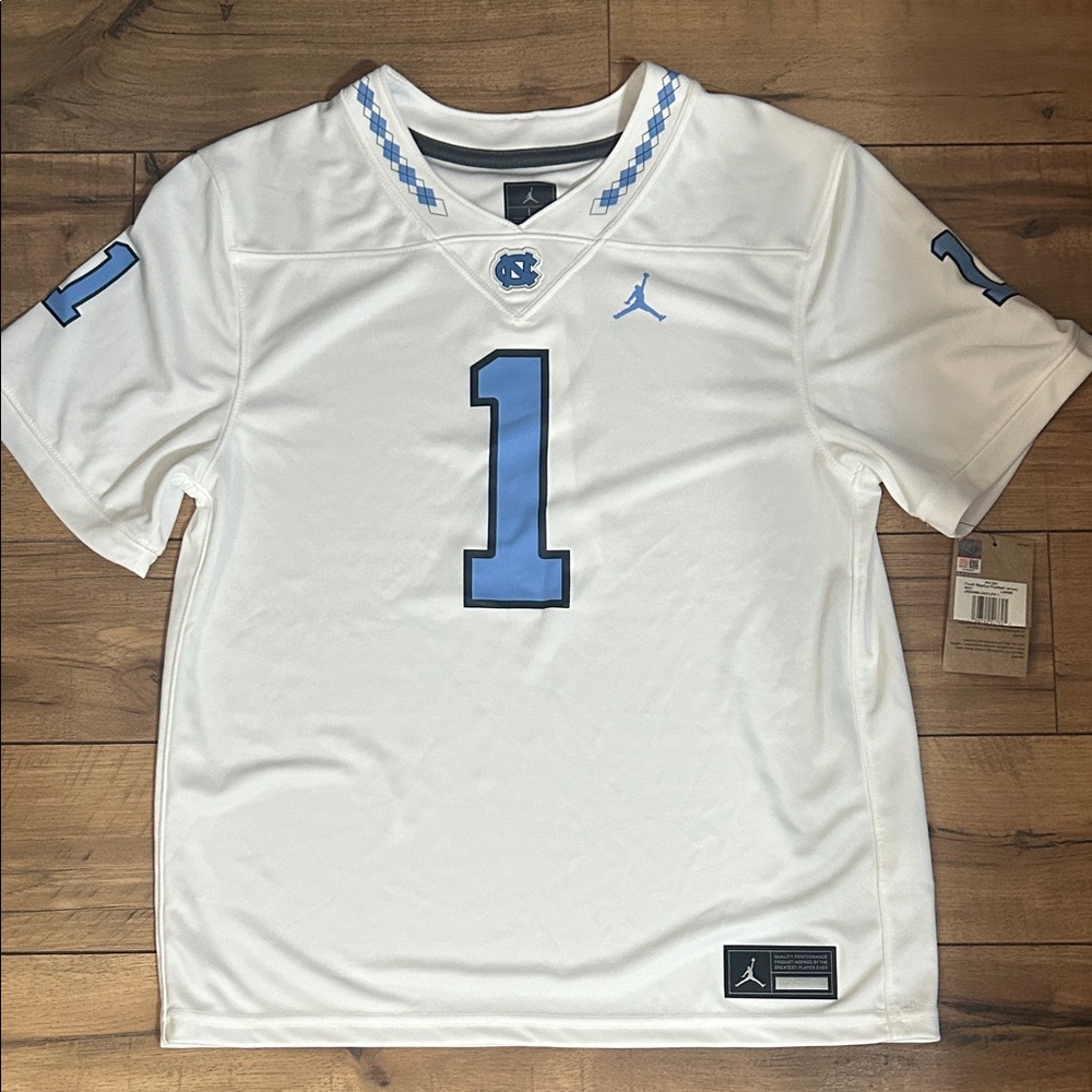 North Carolina Jordan Boy’s White and Light Blue Jersey